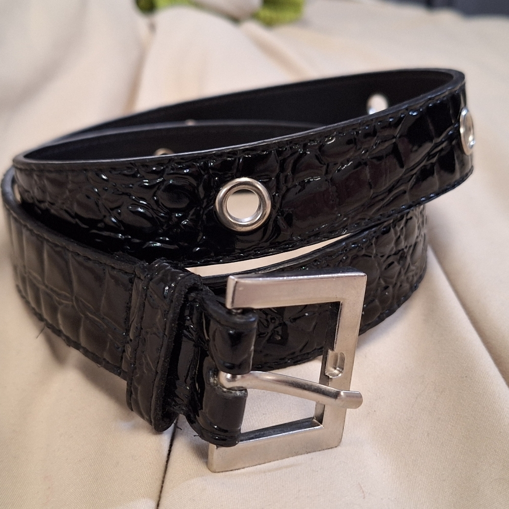 Black "Alligator" Skin Patent Belt